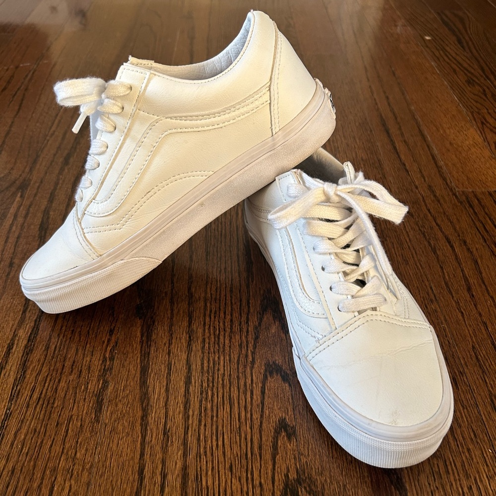 White leather vans size 6 women